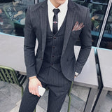 ITOOH ( Jacket + Vest + Pants ) Boutique Fashion Mens Plaid Casual Business Suit High-end Social Formal Suit 3 Pcs Set Groom Wedding