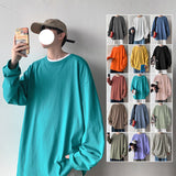 ITOOH 100% Cotton Oversize  Men's Women T-shirt Man Long sleeves Pure Color Men t shirt T-shirts For Male Female Tops